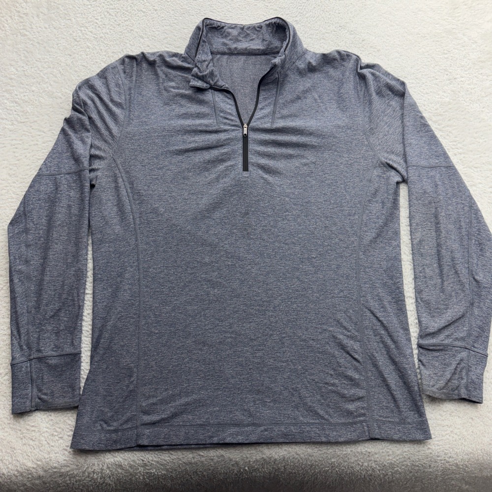 Lululemon Mens Metal Vent Tech 1/2 Zip Pullover Heathered Blue Gray Training XL